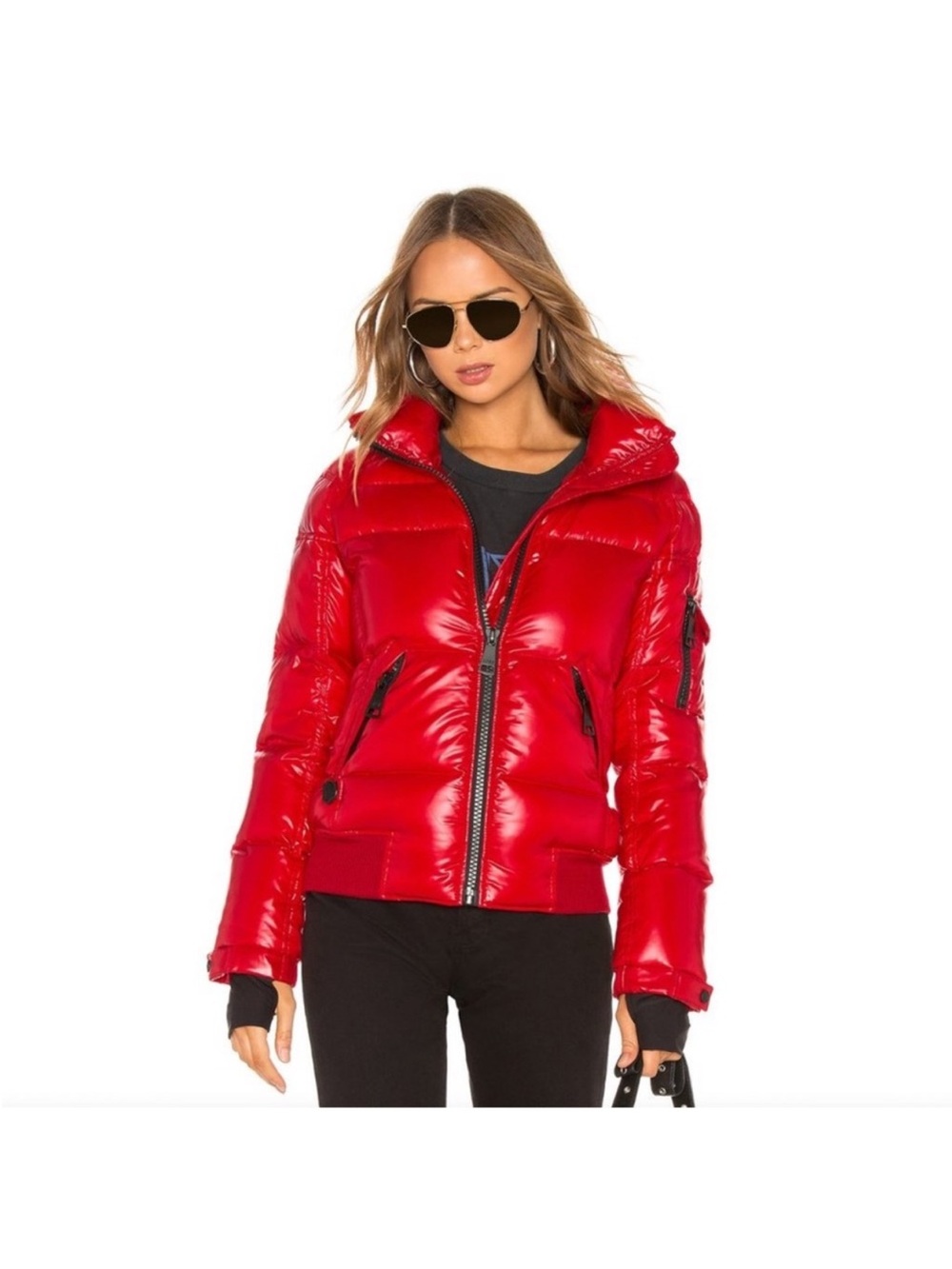 SAM. Shiny Red Kids Puffer Jacket with Zip Pockets